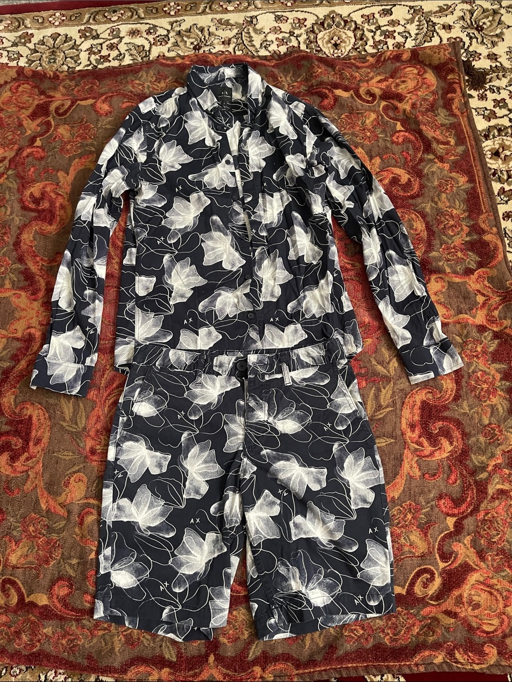 Armani Exchange Navy and White Floral Kids Matching Set